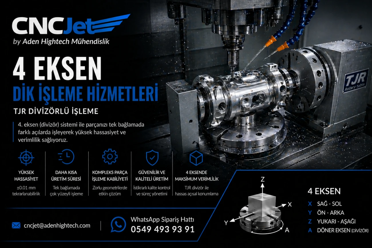 4 Eksen CNC Dik İşleme Hizmetleri (Divizörlü İşleme)