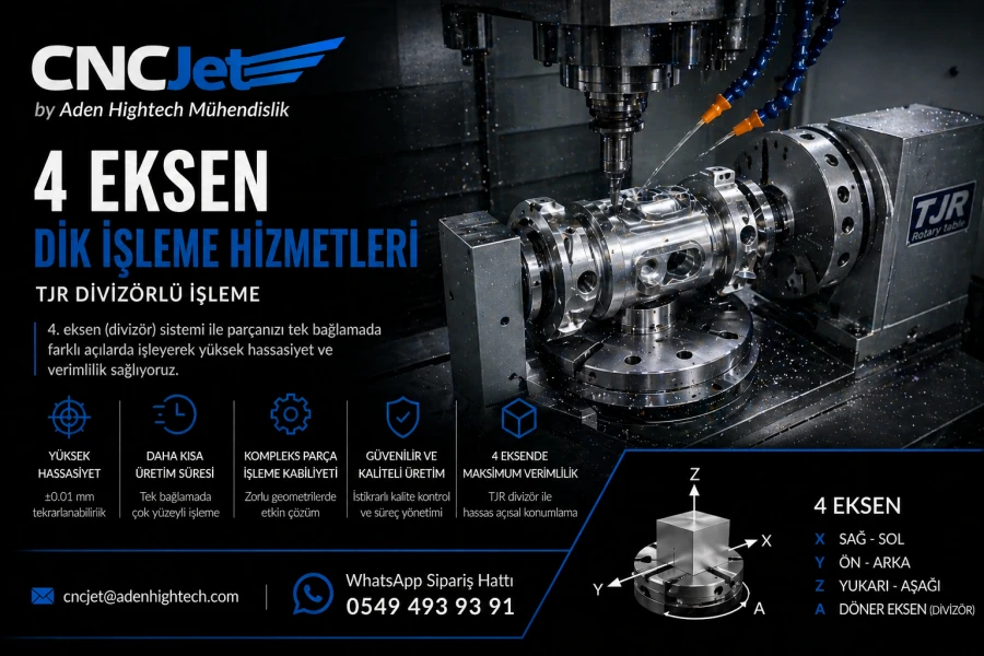 4 Eksen CNC Dik İşleme Hizmetleri (Divizörlü İşleme) 4 Eksen CNC Dik İşleme Hizmetleri (Divizörlü İşleme)